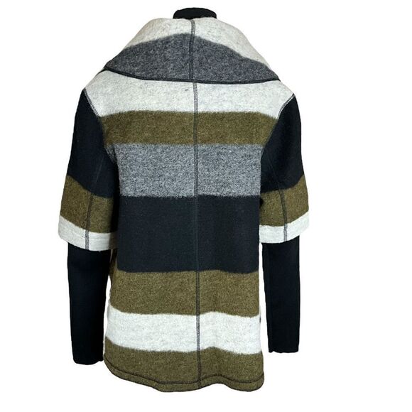 Line The Label Wool Blend Jacket Size S/P Toggle Closure Striped Warm - Picture 10 of 16